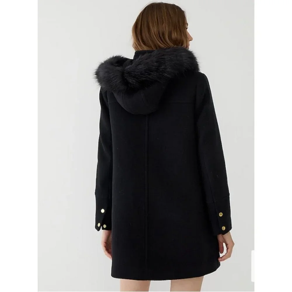 J.Crew Womens $385 Chateau Parka Italian Wool Black Size 4 BM948 Winter Coat - Picture 3 of 12